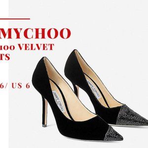 Jimmy Choo Love 100 Velvet Courts Heels Sz 36